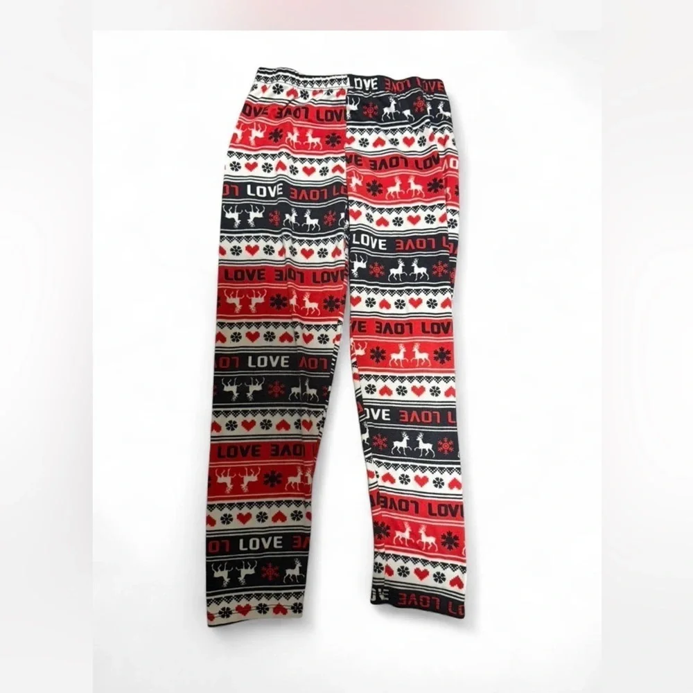 Kids Festive Love Pajama Pants - Red and Black